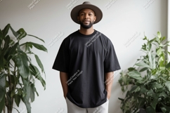 Man wearing black t shirt and hat image Product Image 1
