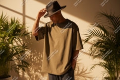 Man wearing hat and t shirt mockup image Product Image 1
