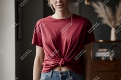 Crimson tee tied knot denim jeans woman Product Image 1