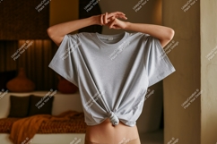 Gray t shirt mockup knotted apparel Product Image 1