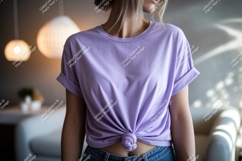 Lavender t shirt mockup tied knot image Product Image 1