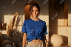 Woman blue t shirt mockup image Product Image 1