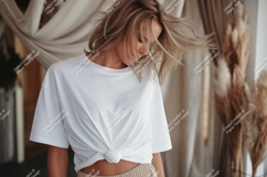 Woman wearing white t shirt mockup image Product Image 1