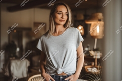Woman grey t shirt mockup image Product Image 1