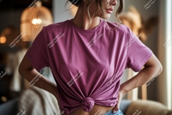 Woman wearing pink t shirt mockup image Product Image 1