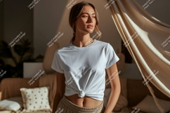 Woman wearing white t shirt mockup image Product Image 1