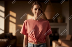 Woman wearing pink t shirt mockup image Product Image 1