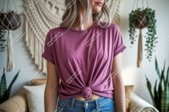Woman wearing rolled sleeve knotted t shirt image Product Image 1