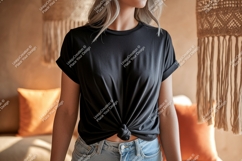 Black t shirt mockup with knot image Product Image 1