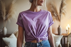 Lavender tee tied knot denim image Product Image 1