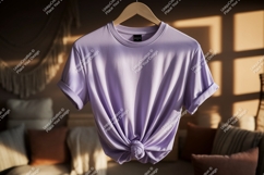 Lavender t shirt mockup with knot clothing Product Image 1
