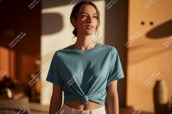 Woman blue t shirt mockup image Product Image 1