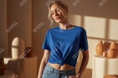 Woman blue t shirt mockup image Product Image 1