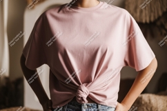 Pink t shirt mockup knot front image Product Image 1