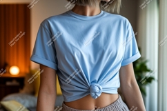 Light blue t shirt knot casual Product Image 1
