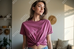 Woman wearing pink t shirt mockup image Product Image 1