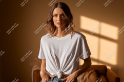 Woman wearing white t shirt mockup image Product Image 1