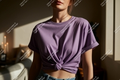 Woman wearing lavender t shirt mockup image Product Image 1