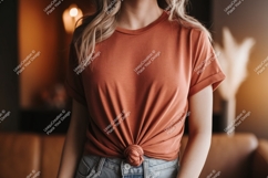 Terracotta tee knotted at waist shirt Product Image 1
