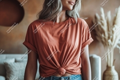Terracotta tee knot mockup casual Product Image 1