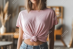 Pink t shirt knot casual image Product Image 1