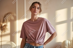 Woman wearing pink t shirt mockup image Product Image 1