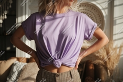 Lavender tee knotted at waist shirt Product Image 1