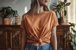 Orange t shirt mockup woman Product Image 1