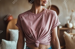 Woman wearing pink t shirt mockup image Product Image 1