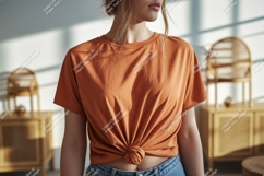 Orange T Shirt Mockup clothing Product Image 1