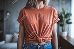 Terracotta tee knot tied denim image Product Image 1