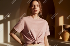 Woman wearing pink t shirt mockup image Product Image 1