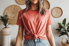 Coral T shirt mockup with jeans image Product Image 1