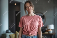 Woman wearing pink t shirt mockup image Product Image 1