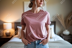 Rose pink t-shirt mockup apparel Product Image 1