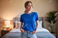 Blue t-shirt mockup casual woman image Product Image 1