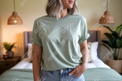 Sage green t shirt mockup image Product Image 1