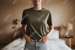 Olive green t shirt mockup image Product Image 1