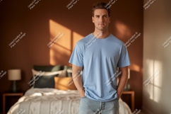 Man wearing blue t shirt and jeans image Product Image 1