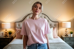 Woman wearing pink t shirt mockup image Product Image 1