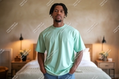Man wearing mint green t shirt image Product Image 1