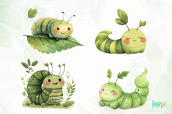 Cute Worm Watercolor Clipart Product Image 1
