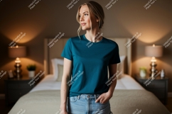 Teal T shirt mockup with woman image Product Image 1
