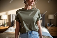 Olive green t shirt mockup image Product Image 1