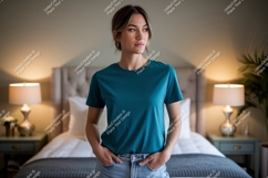 Teal shirt mockup woman casual Product Image 1
