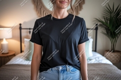 Black t shirt mockup with woman image Product Image 1