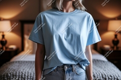 Light blue t shirt mockup t-shirt apparel Product Image 1