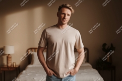 Man wearing plain t-shirt mockup casual Product Image 1