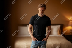 Man wearing black t shirt mockup Product Image 1