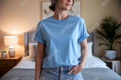Blue T Shirt Mockup t-shirt apparel Product Image 1
